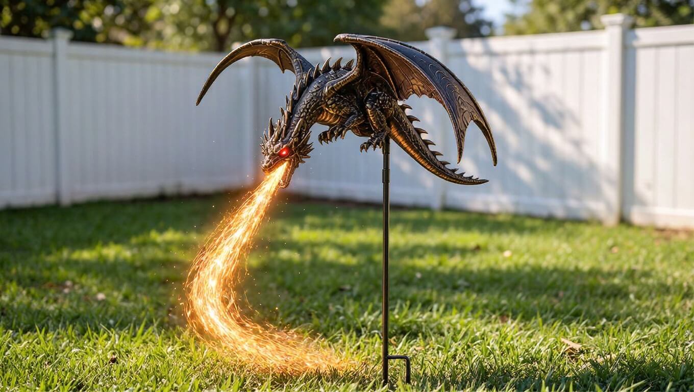 Solar Dragon Fire Garden Stake Light